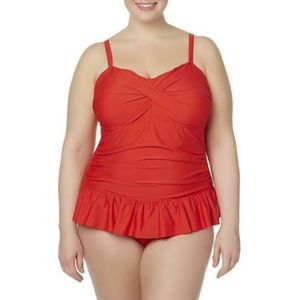 Tropical Escape Rouched Red Swim Dress NWT